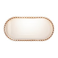 Travessa 30x15x2cm Cristal Ecológico Oval Pearl Âmbar